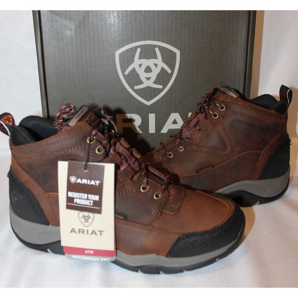 ARIAT WOMEN'S TERRAIN H20 LEATHER SNEAKER WORK BOOTS NIB SZ 9 WIDE COPPER BROWN
